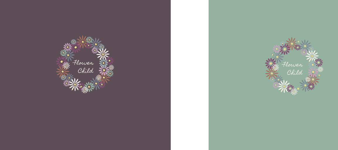 Flower Child floral wreath colorways