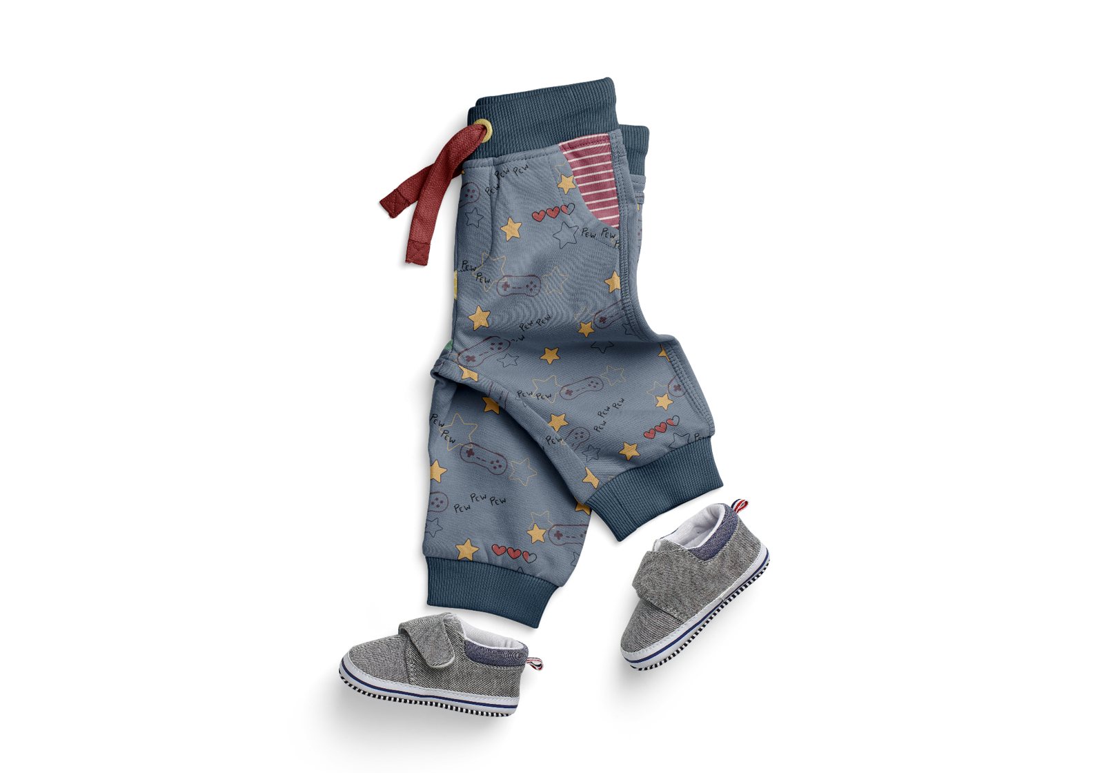 Blue gaming joggers with striped pocket detail