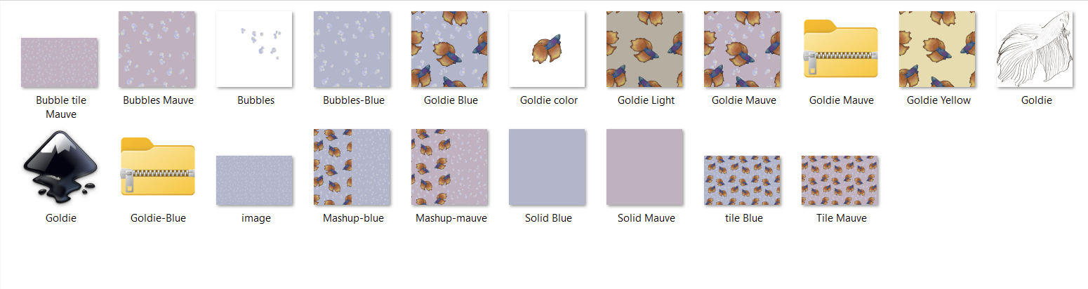 Goldie fish illustration and pattern development file archive