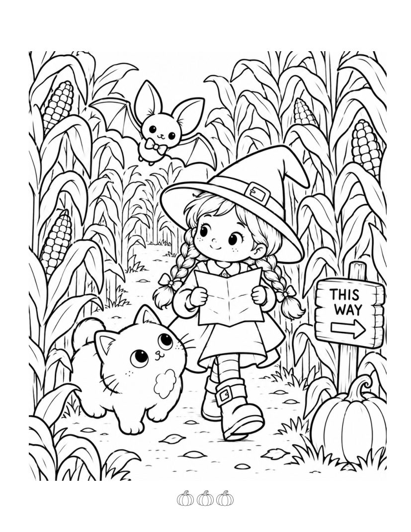 Spooky Lane intermediate coloring page